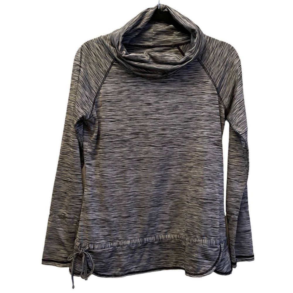 4/$25 Reebok Top Running Athletic Waist Tie Cowl Neck Thumbhole Gray Womens M